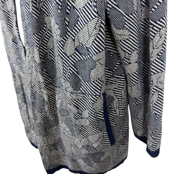 Lands End Womens Navy Blue Open Cardigan Longline Sweater Floral Stripes sz 1X - Picture 8 of 16